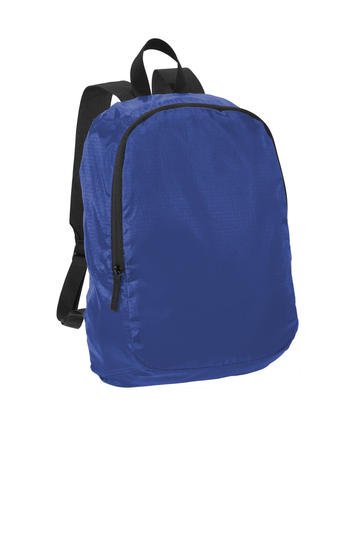 Port Authority Crush Ripstop Backpack BG213 in true royal color, showing front view with multiple compartments and sturdy design.