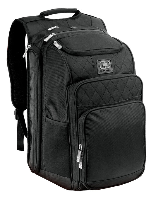OGIO Epic Pack in black with multiple compartments and padded shoulder straps, designed for versatile everyday use.