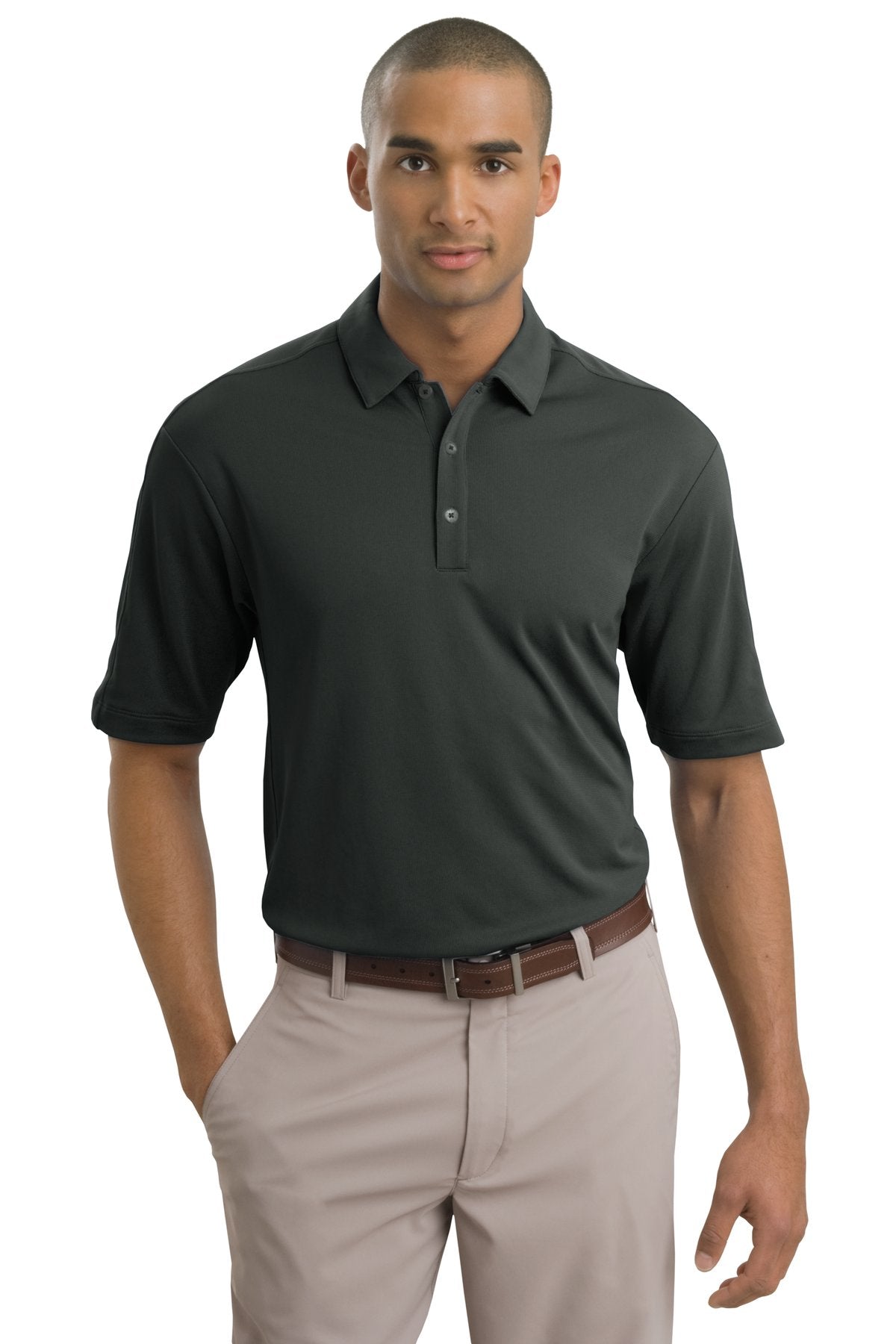 Nike Tech Sport Dri-FIT Polo in anthracite, front view showing moisture-wicking fabric and classic polo collar.