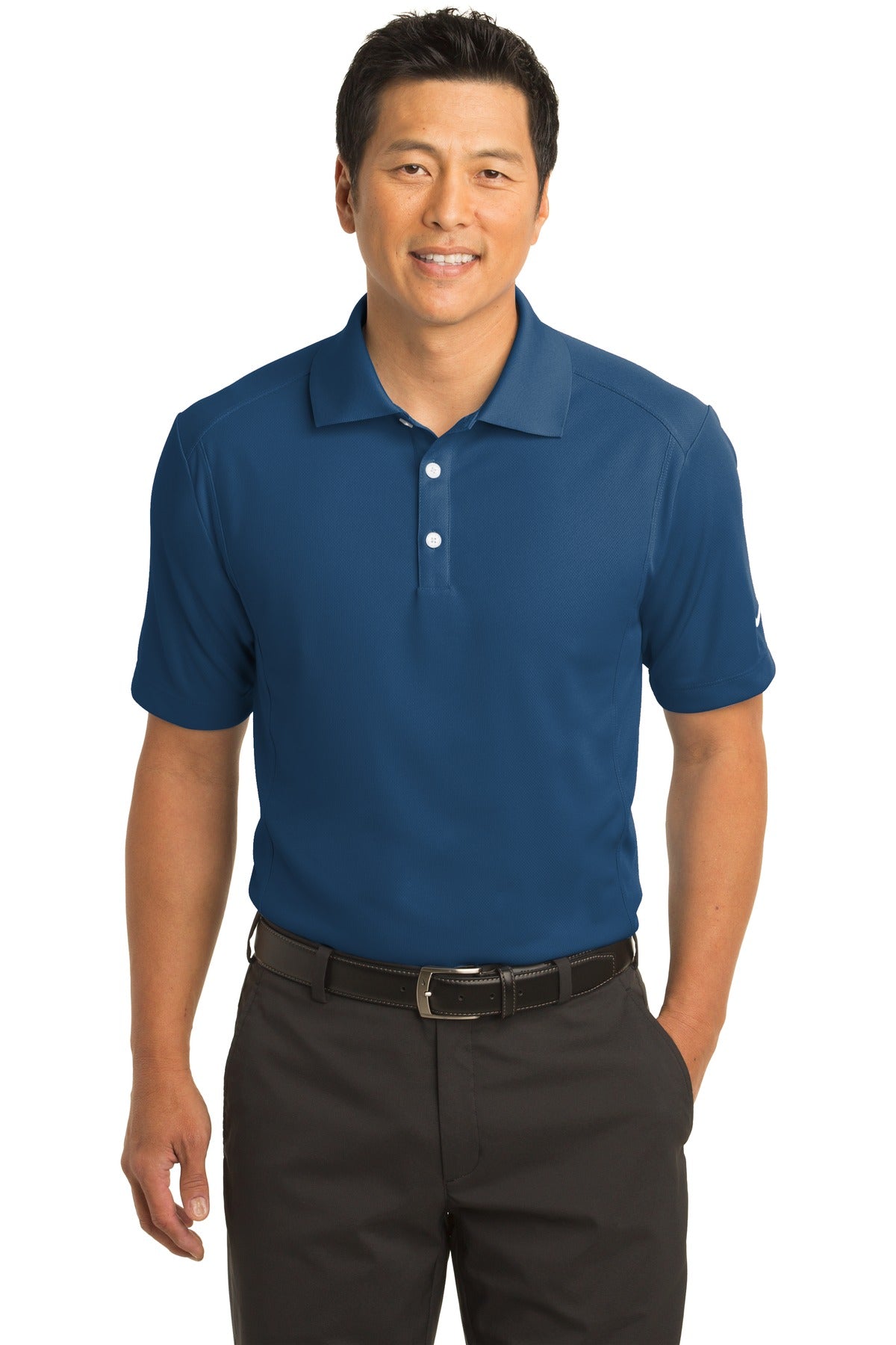 Nike Dri-FIT Classic Polo in court blue, front view showing breathable fabric and casual fit for athletic and everyday wear.