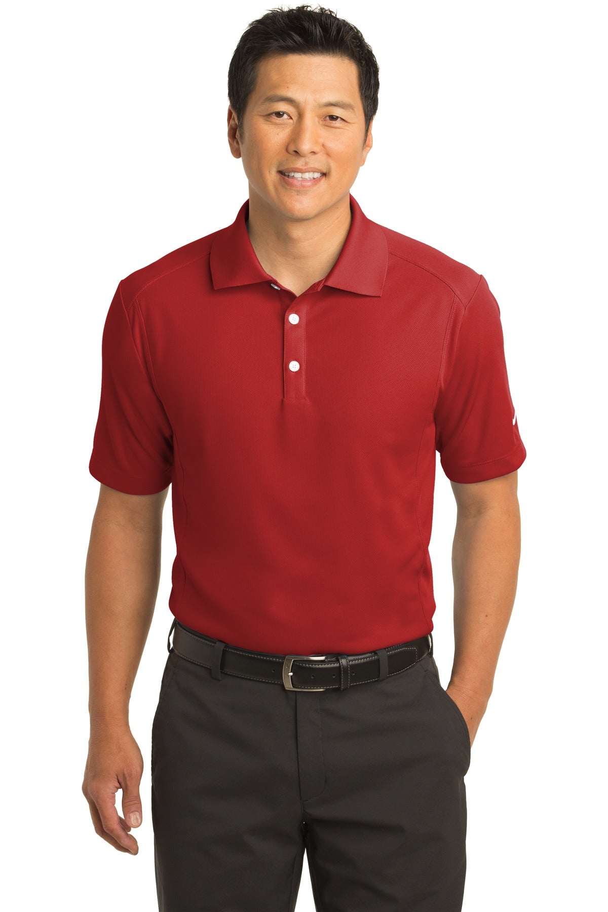 Nike Dri-FIT Classic Polo in varsity red, front view showing lightweight fabric and polo collar.