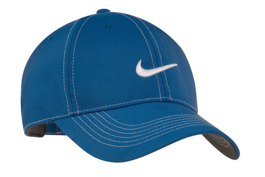 Nike Swoosh front cap in varsity royal color with flat front design, showcasing the iconic swoosh logo on the front.