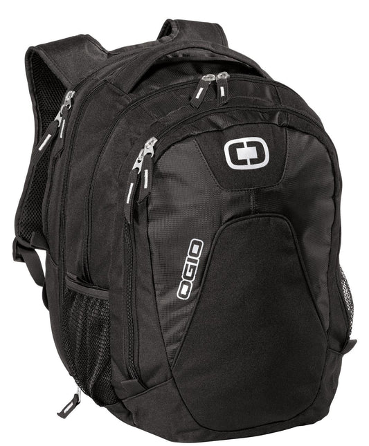 Black OGIO Juggernaut Pack with multiple compartments and padded straps, designed for durability and comfort.