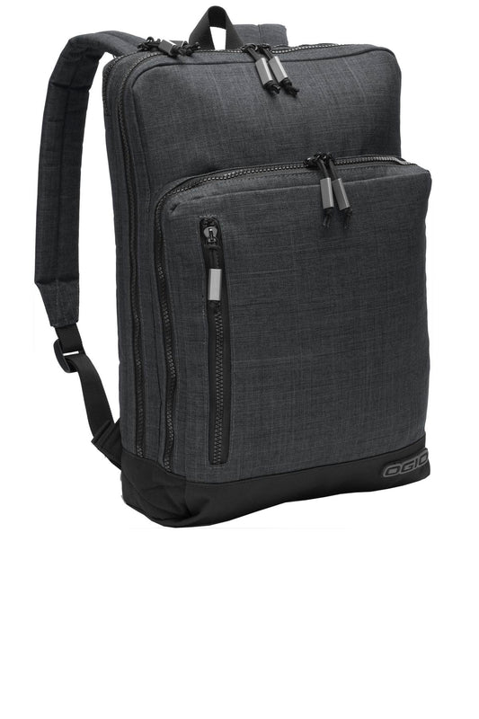 OGIO Sly Pack in Heather Grey with front zipper pocket and adjustable straps, designed for everyday carry and style.