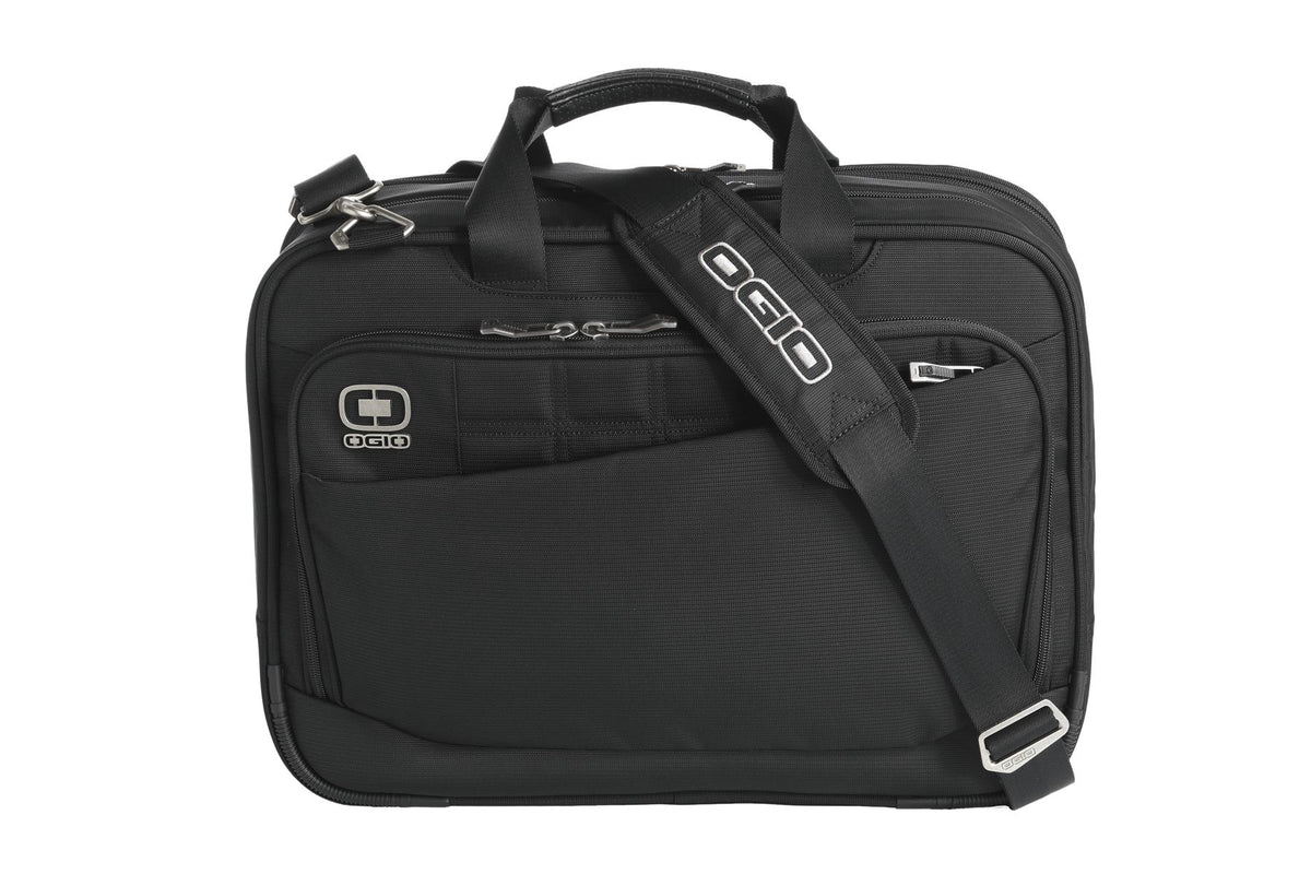 OGIO Element Messenger bag in black with adjustable strap and multiple compartments for carrying essentials.