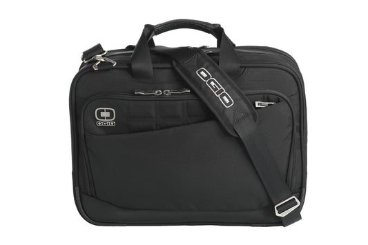 OGIO Element Messenger bag in black with adjustable strap and multiple compartments for carrying essentials.