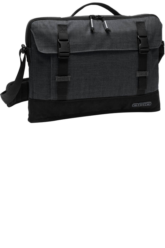 OGIO Apex 15 Slim Case in heather grey with front pocket and sleek design, suitable for slim laptops and accessories.