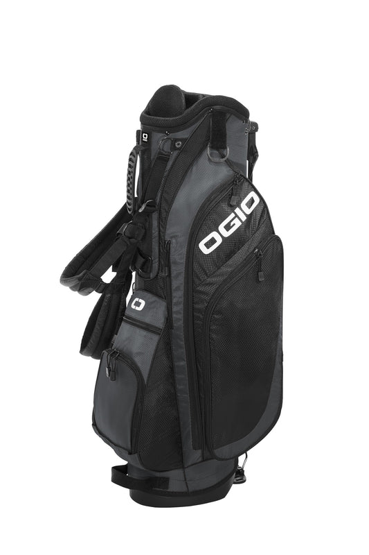 OGIO XL Xtra-Light 2.0 golf bag in diesel grey with flat front design, lightweight and durable for easy carrying.