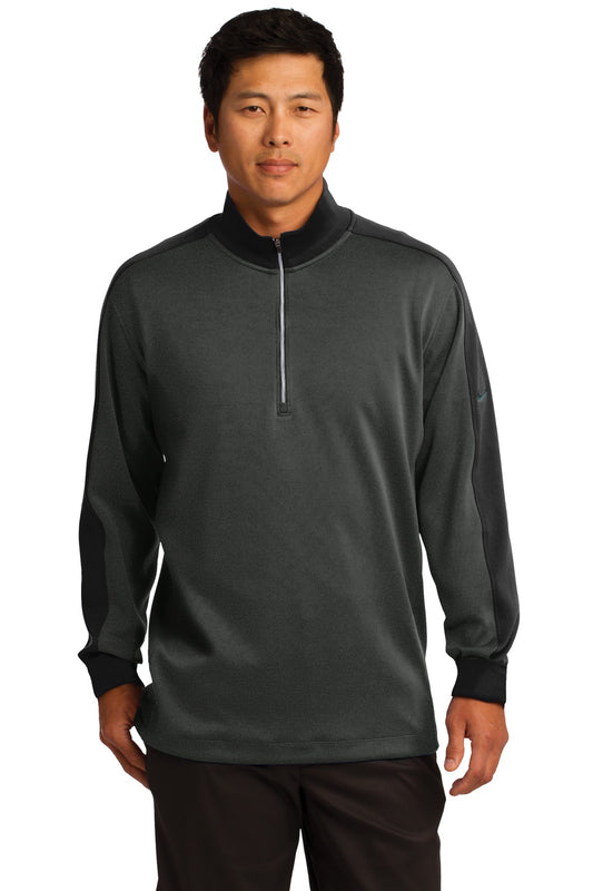 Nike Dri-FIT 1/2-Zip Cover-Up in anthracite black, front view showing lightweight athletic fabric and half-zip design.