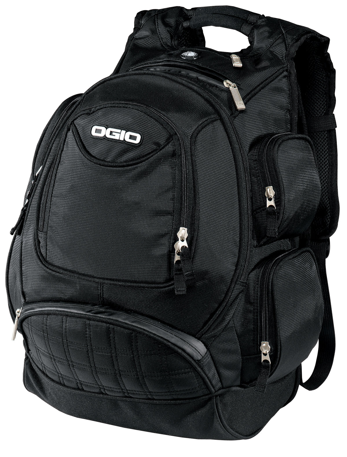 Black OGIO Metro Pack with multiple compartments and padded shoulder straps for comfortable everyday use.