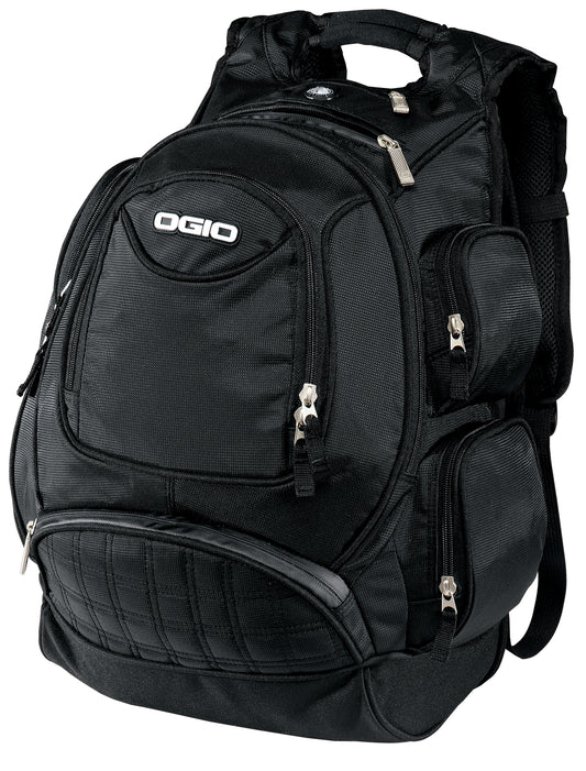 Black OGIO Metro Pack with multiple compartments and padded shoulder straps for comfortable everyday use.