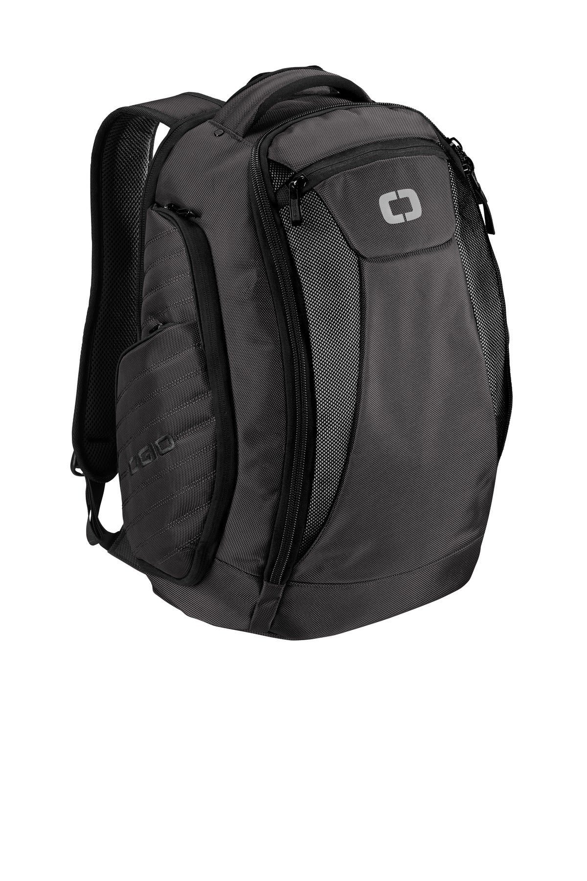 OGIO Flashpoint Pack with tarmac flat front design, featuring multiple compartments and padded shoulder straps for comfort.