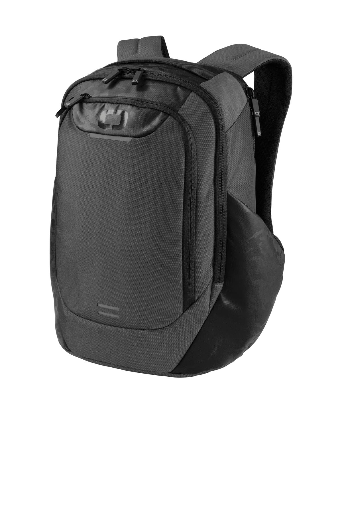 OGIO Monolithic Pack 91004 with flat front design, black color, and multiple compartments for versatile travel and daily use.