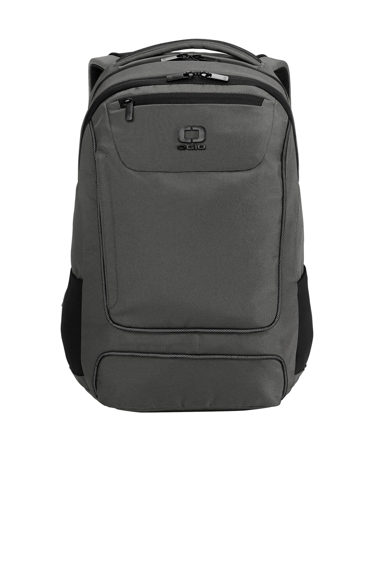 OGIO Range Pack 91007 with tarmac flat straight design, featuring multiple compartments and padded shoulder straps for comfortable carrying.