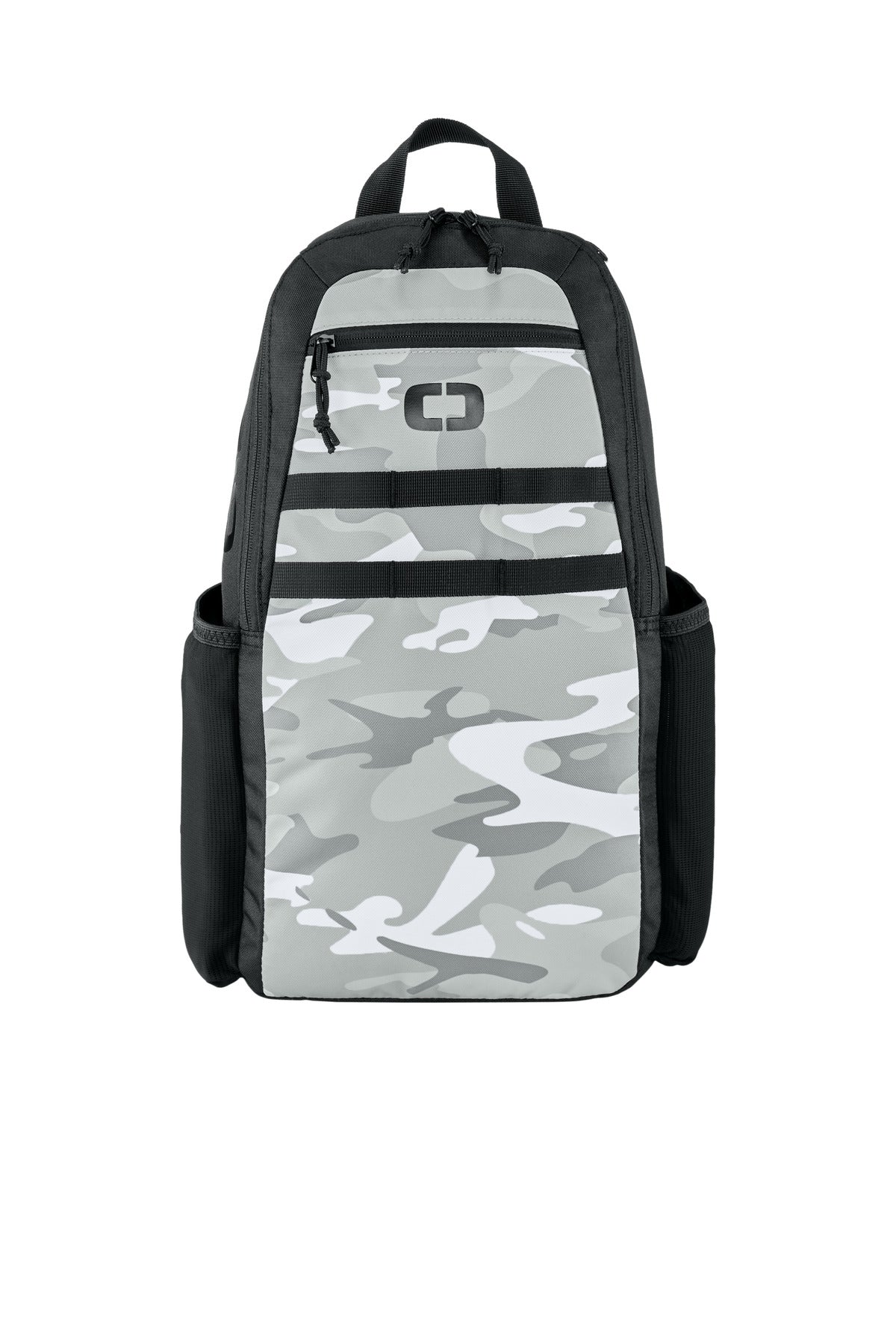 OGIO LIMITED EDITION Court Sling 92003 in Arctic Camo, showing front view with adjustable strap and spacious main compartment.