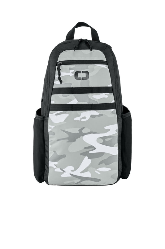 OGIO LIMITED EDITION Court Sling 92003 in Arctic Camo, showing front view with adjustable strap and spacious main compartment.