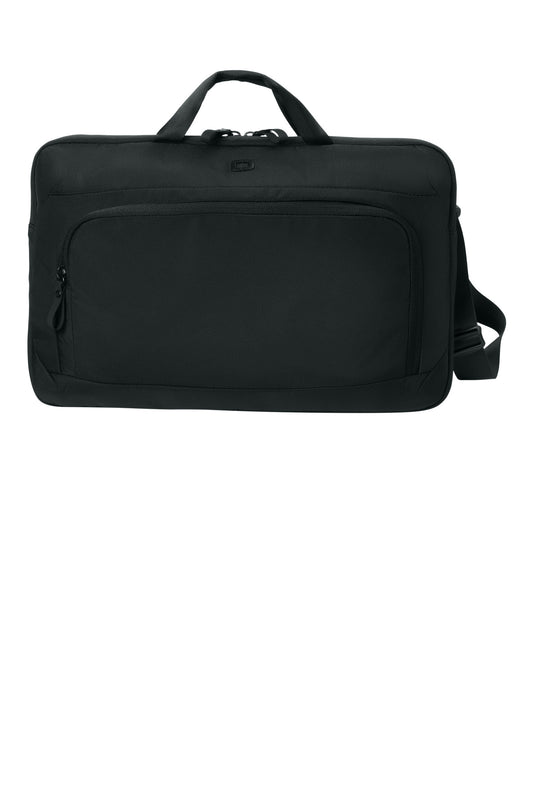 OGIO Slim Brief 93023 in black, showing the front view with sleek design and handles for professional business use.