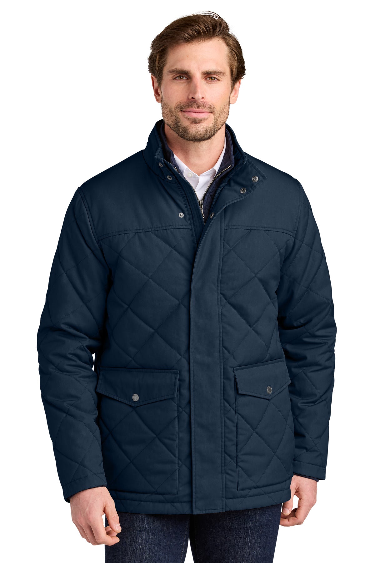 Brooks Brothers Field Coat BB18605 in night navy, front view showing classic design and durable fabric.