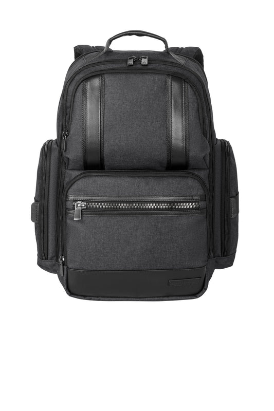 Brooks Brothers Grant Backpack in heather grey with adjustable straps and multiple compartments, stylish and practical for daily use.