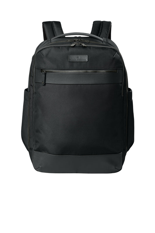 Brooks Brothers Oxford Backpack in deep black with front pocket and adjustable straps, designed for stylish daily use.