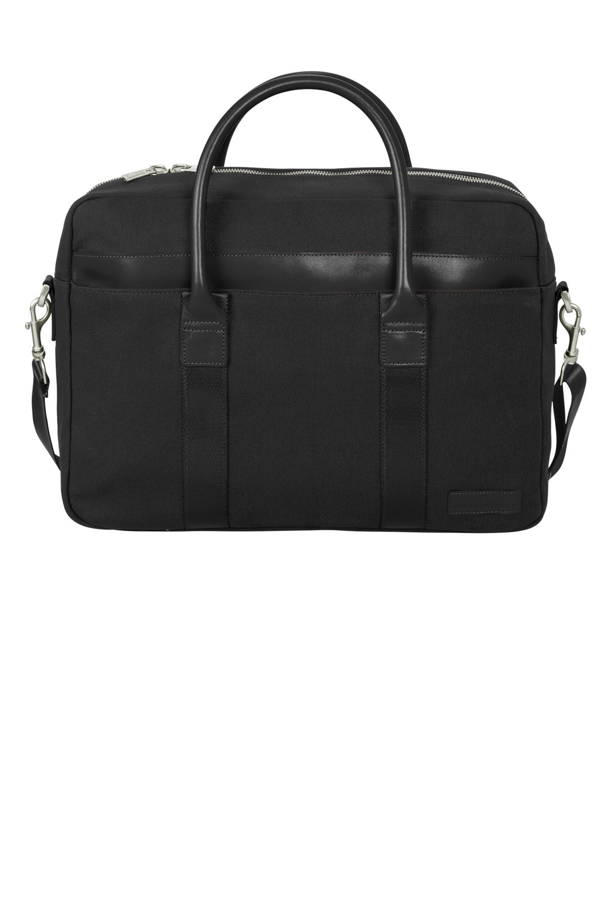 Black Brooks Brothers Wells Briefcase BB18830 with sleek leather design and sturdy handles, ideal for professional use.