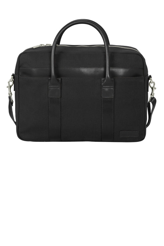 Black Brooks Brothers Wells Briefcase BB18830 with sleek leather design and sturdy handles, ideal for professional use.