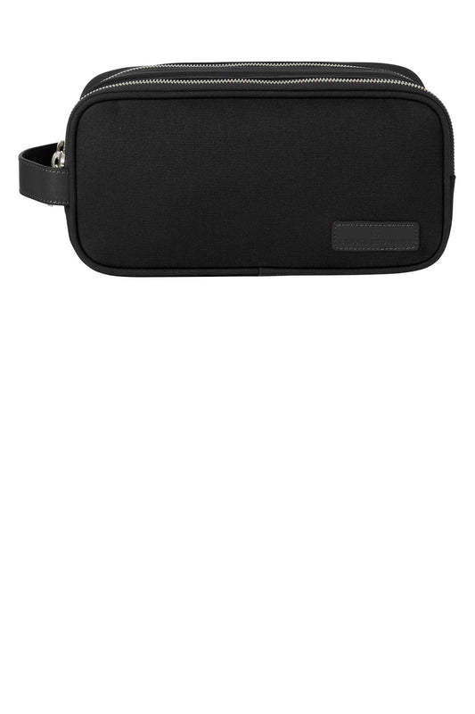 Black Brooks Brothers Wells Dopp Kit BB18870 toiletry bag with a sleek, rectangular design and zip closure.