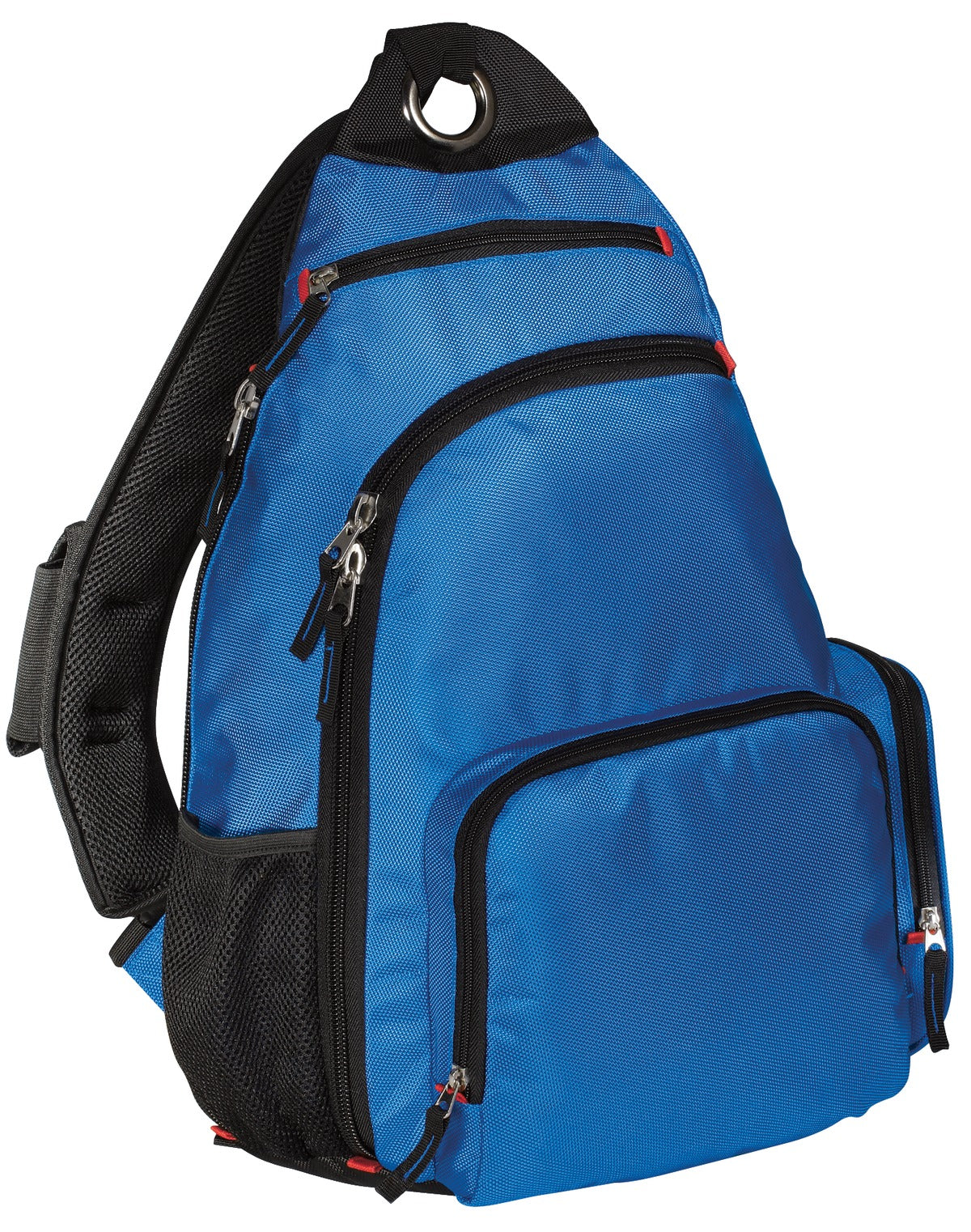 Snorkel blue Port Authority sling pack with adjustable strap and multiple compartments for convenient carrying.