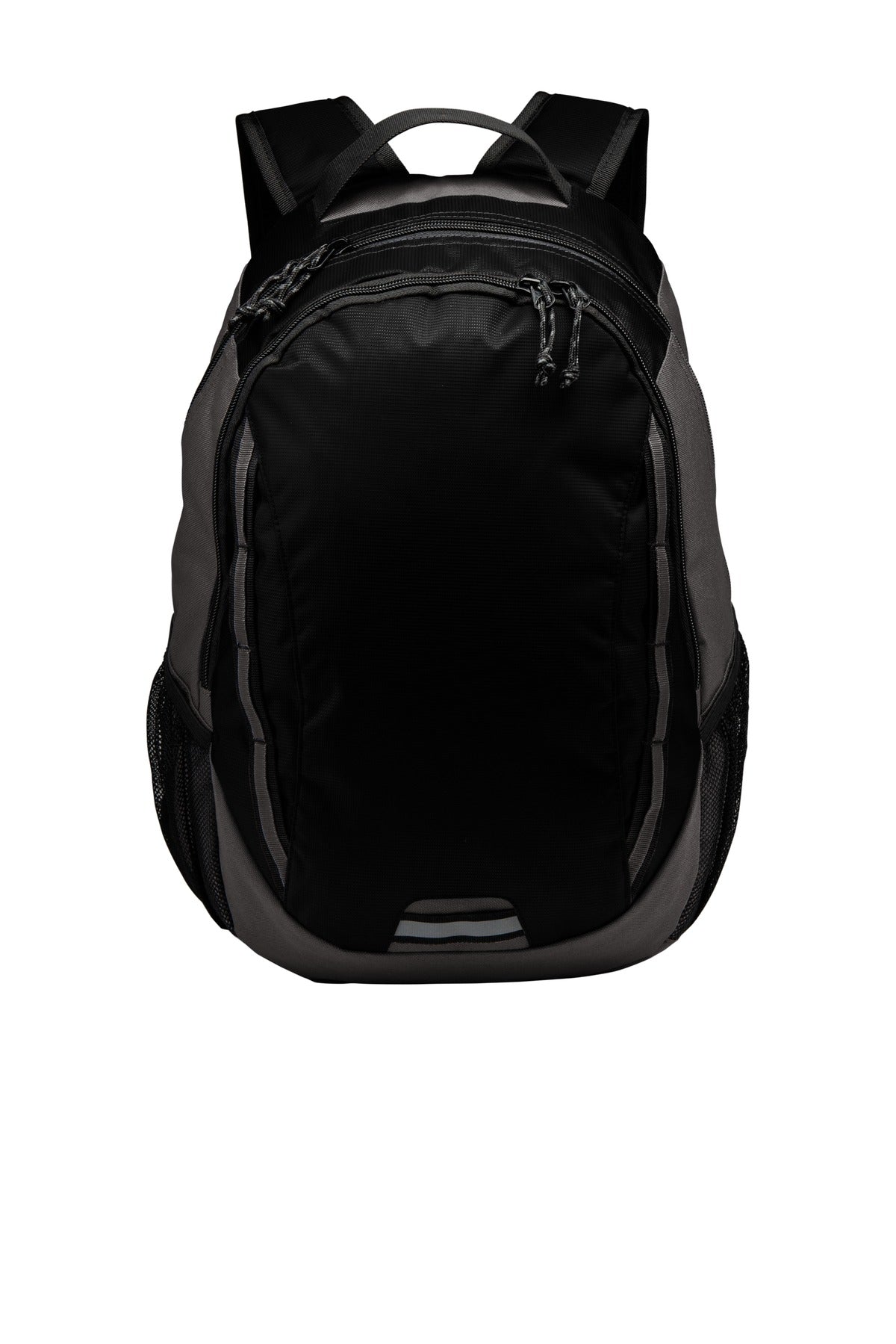 Black Port Authority Ridge Backpack with front pocket and padded shoulder straps, shown from a flat front view.
