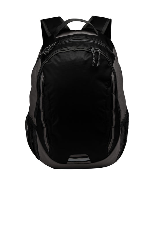 Black Port Authority Ridge Backpack with front pocket and padded shoulder straps, shown from a flat front view.
