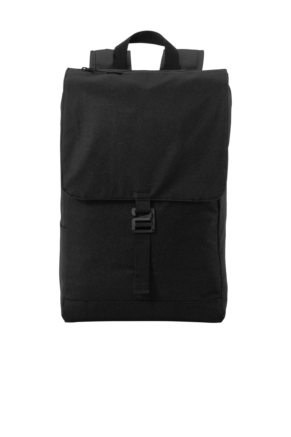 Black Port Authority Access Rucksack with front pocket and padded shoulder straps, shown from a flat front view.