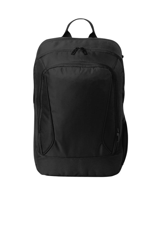 Black Port Authority City Backpack with front zip pocket and top handle, showing a sleek, functional design for daily use.