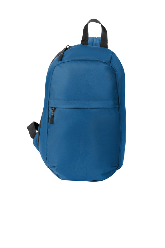 Port Authority Crossbody Backpack in Aegean Blue with adjustable strap and front pocket, designed for convenient everyday use.