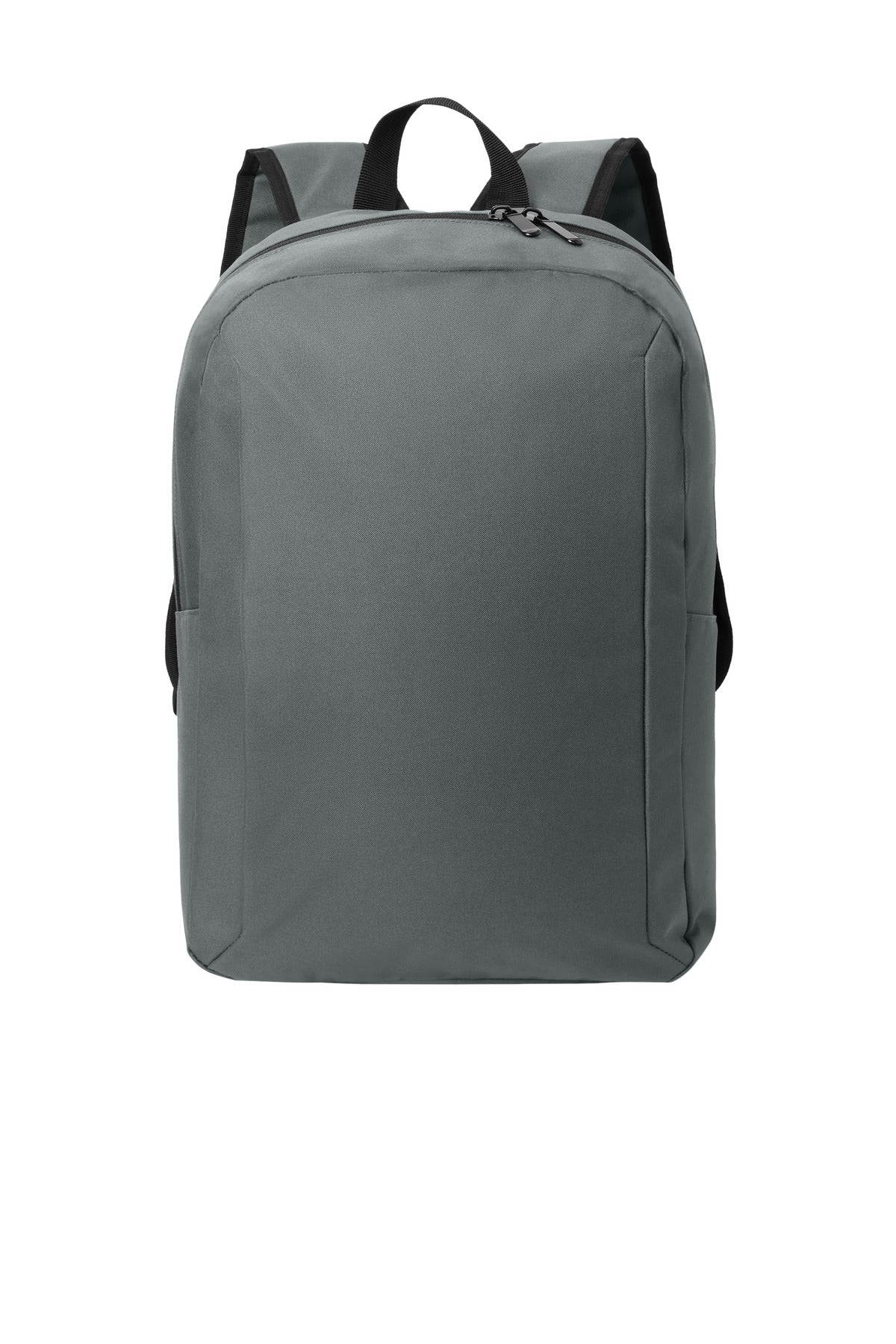 Dark charcoal Port Authority Modern Backpack BG231 showing a flat front view with multiple compartments and padded shoulder straps.