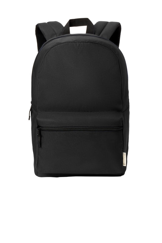 Deep black Port Authority C-FREE recycled backpack BG270 with flat front design and multiple compartments.