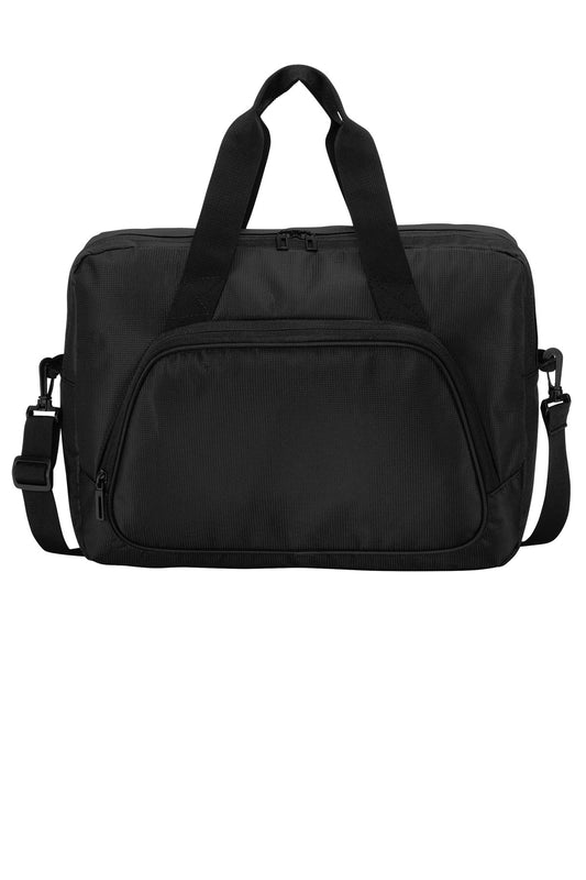 Black Port Authority City Briefcase with a sleek, flat design, featuring multiple compartments and sturdy handles.