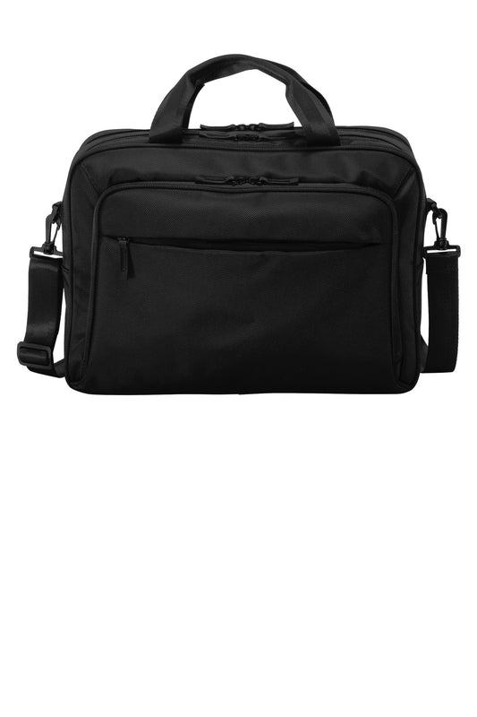 Black Port Authority Exec Briefcase with a flat, straight design, featuring multiple compartments and a sturdy handle for professional use.