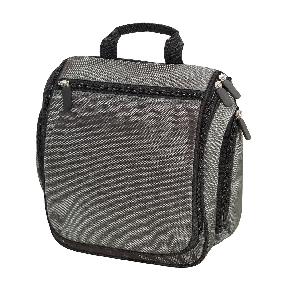 Port Authority hanging toiletry kit in deep smoke color with zippered compartments and hanging hook for travel organization.