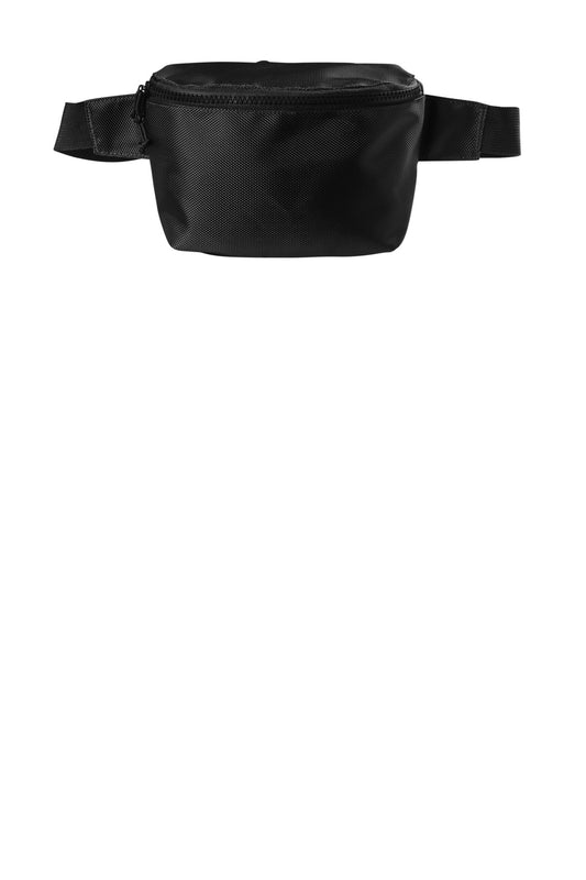 Black Port Authority Ultimate Hip Pack BG910 with flat front design, adjustable strap, and multiple compartments for convenience.