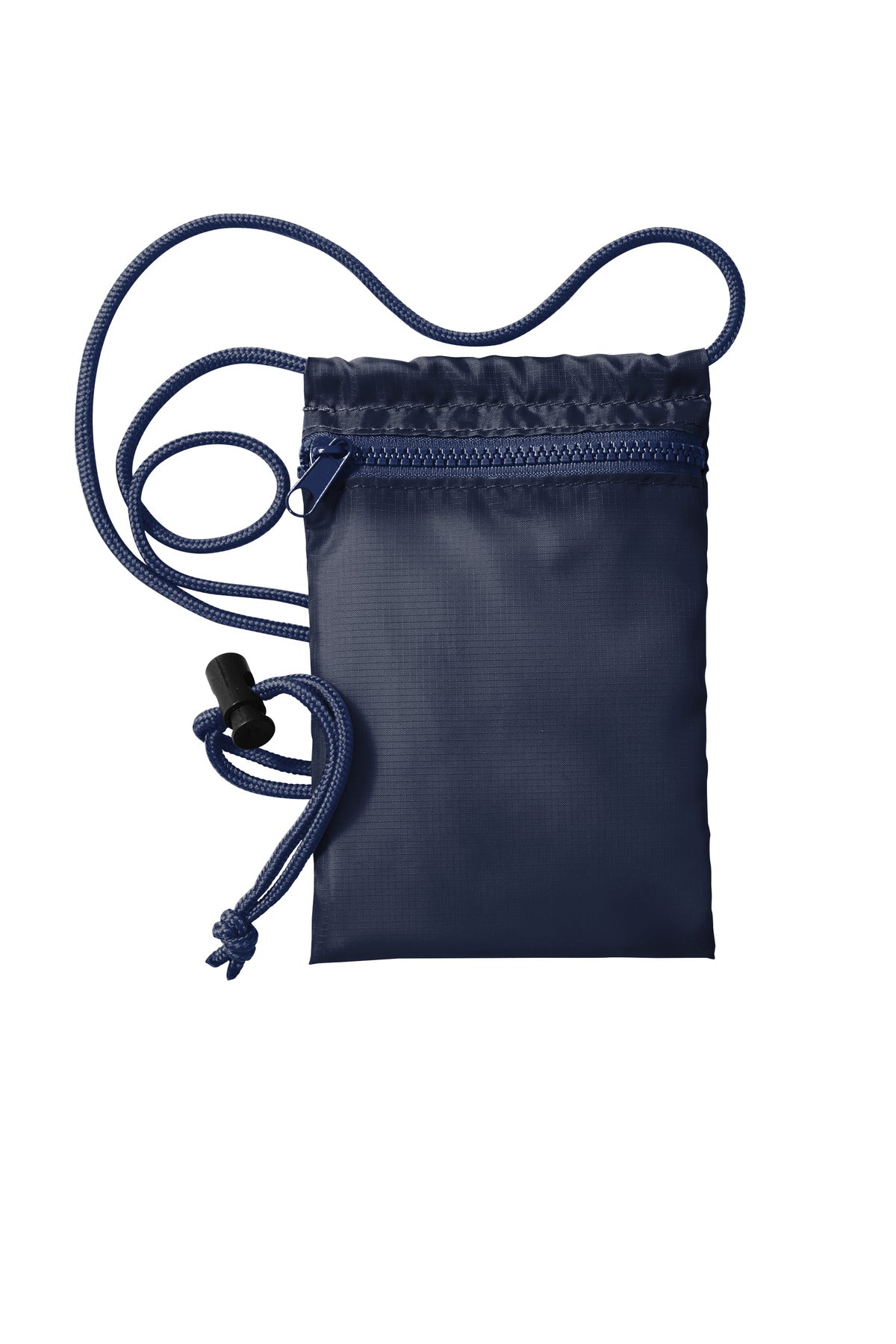 Port Authority Stash Crossbody Pouch in Titan Blue, flat front view from the 5-pack showing compact design and adjustable strap.
