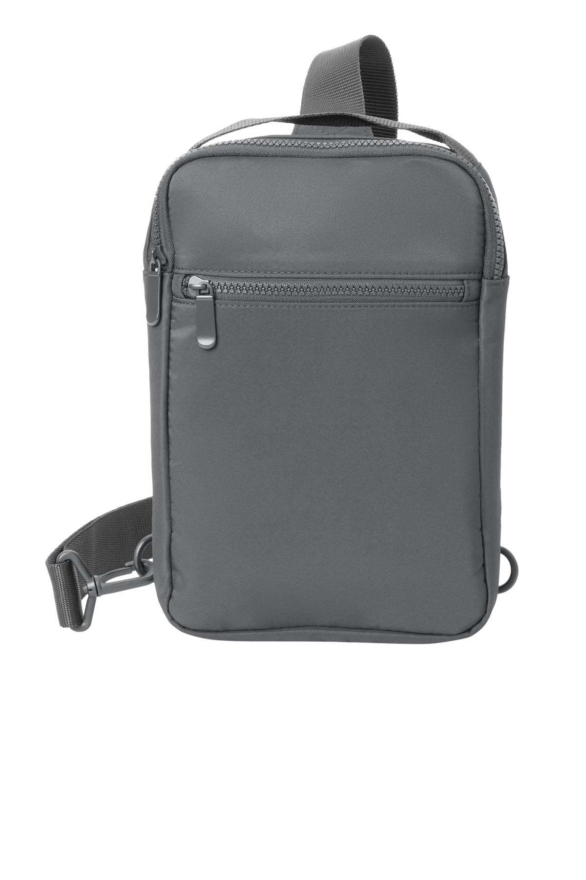 Port Authority Matte Sling Bag in storm grey with a flat front design, made from durable matte material.