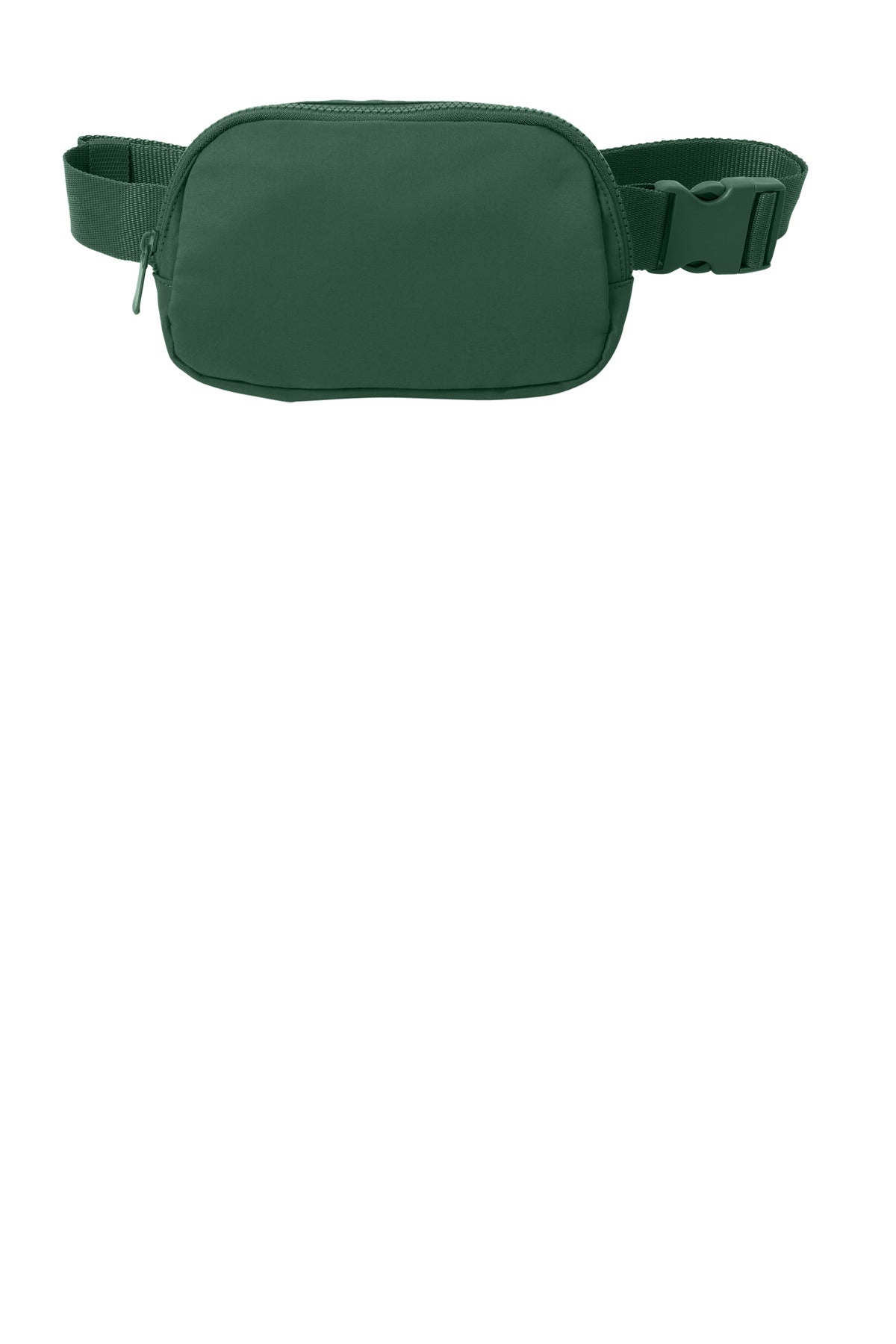 Port Authority matte hip pack in forest green, front view showing adjustable strap and zippered main compartment.