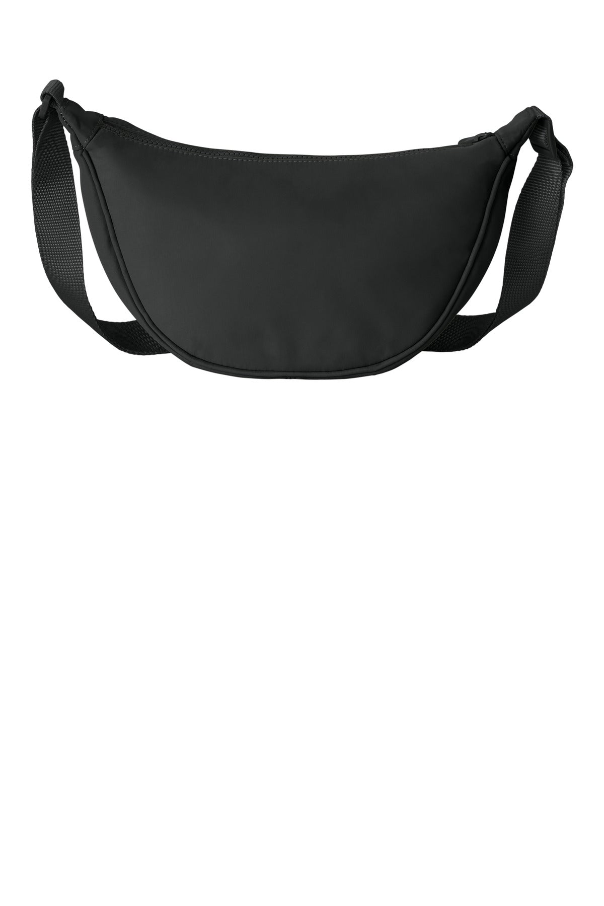 Port Authority Matte Crossbody Bag in deep black, front view showing sleek design and adjustable strap.