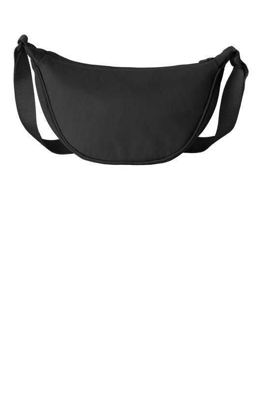 Port Authority Matte Crossbody Bag in deep black, front view showing sleek design and adjustable strap.