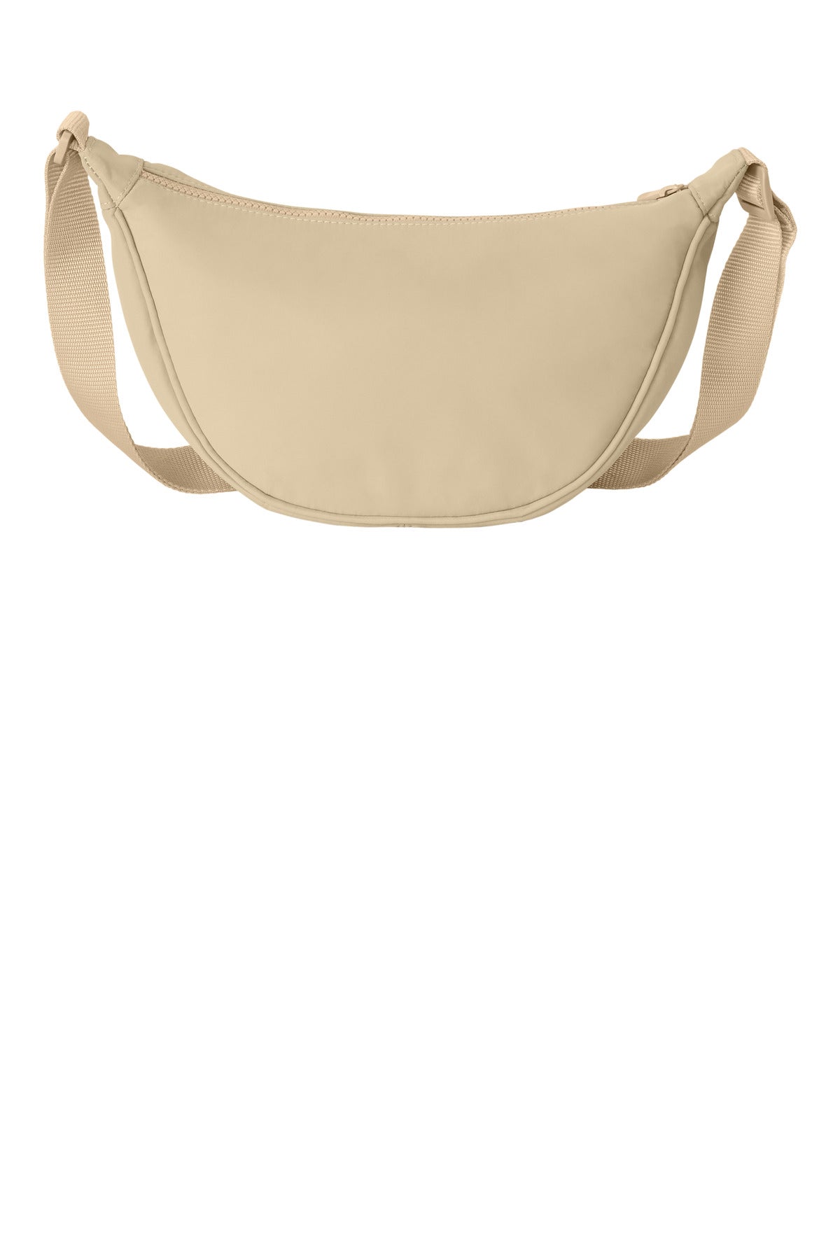Port Authority Matte Crossbody Bag in Sahara color, front view showing adjustable strap and spacious main compartment.