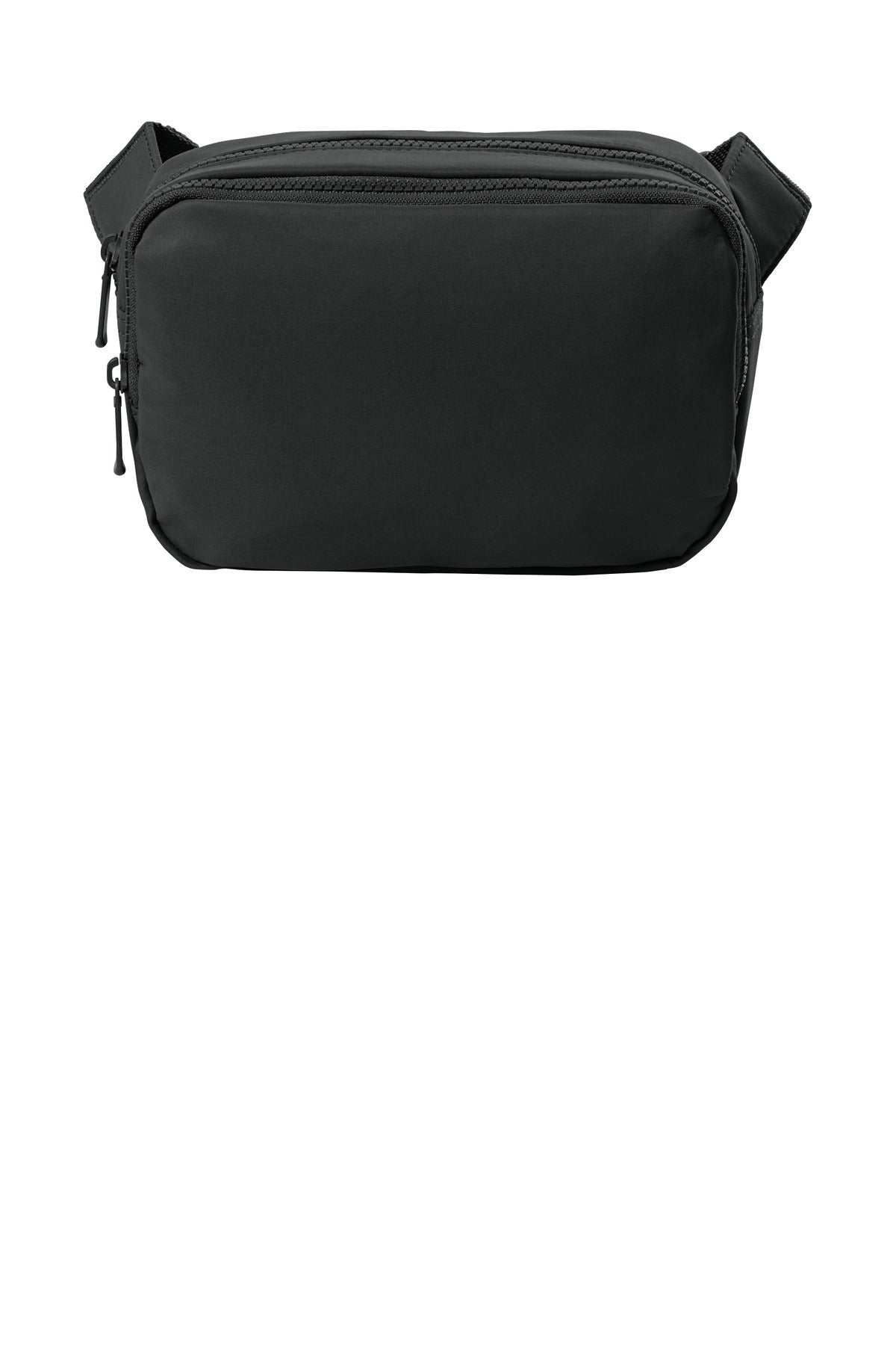Port Authority matte black dual-compartment crossbody bag with front pocket and adjustable strap, designed for everyday use.