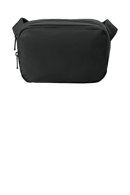 Port Authority matte black dual-compartment crossbody bag with front pocket and adjustable strap, designed for everyday use.