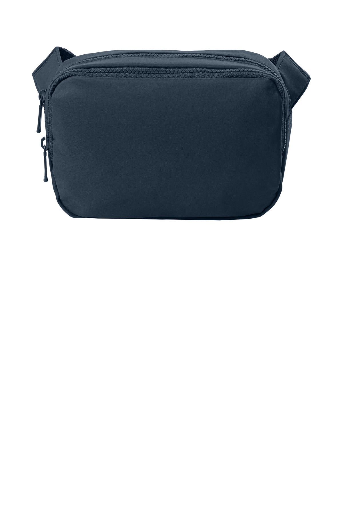 Port Authority Matte Dual-Compartment Crossbody Bag in navy blue with front pocket and adjustable strap.