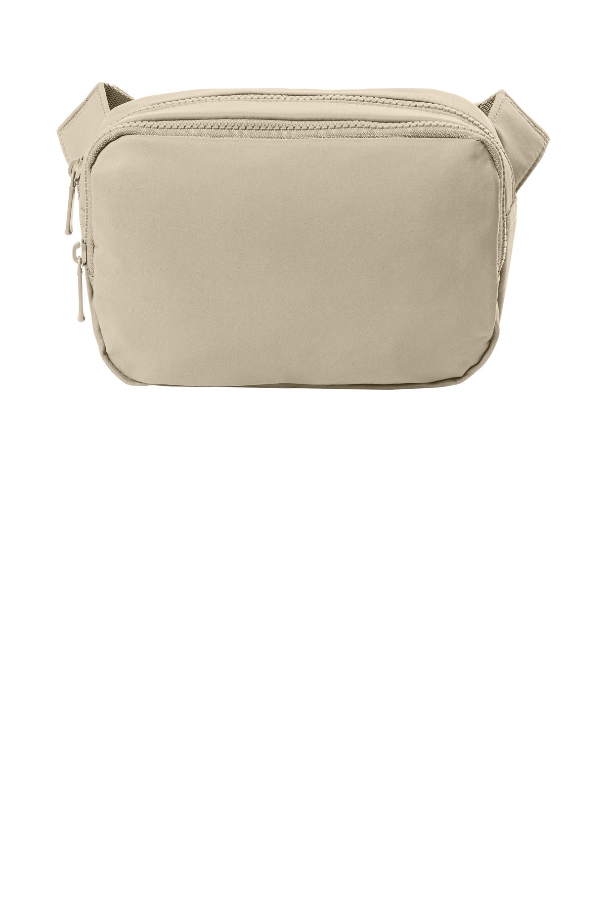Port Authority Matte Dual-Compartment Crossbody Bag in Sahara color, front view showing compartments and adjustable strap.