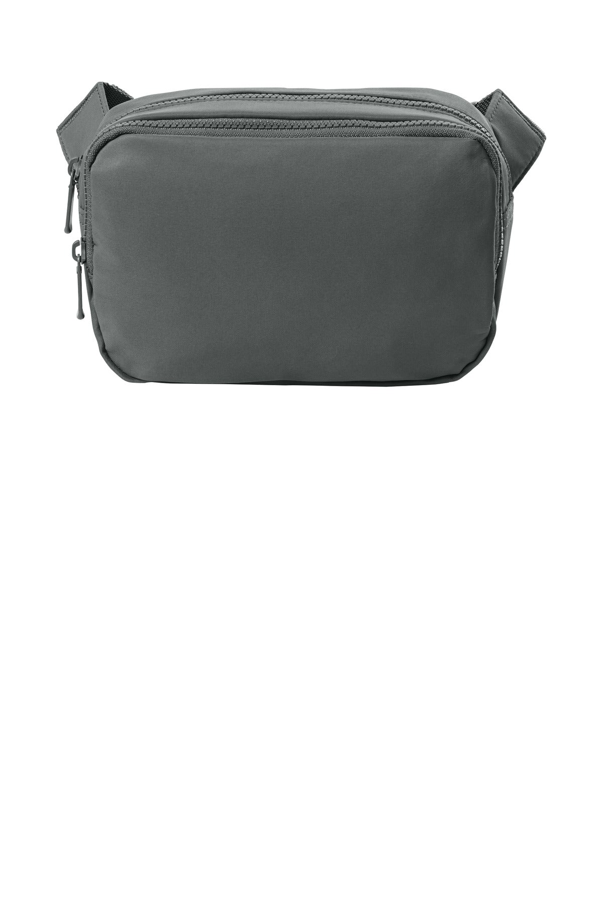Port Authority Matte Dual-Compartment Crossbody bag in storm grey with front view showing multiple compartments and adjustable strap.